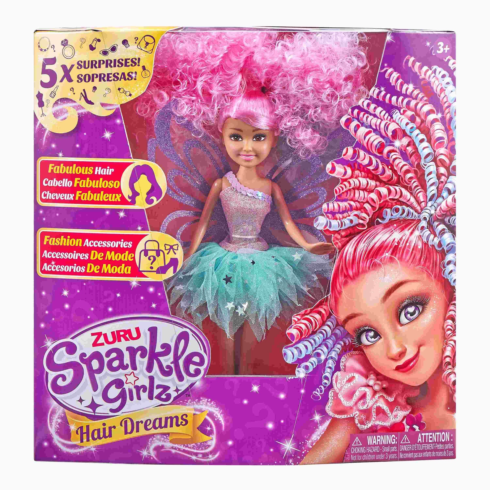 בובה אופנה עם אביזרים לעיצוב שיער SPARKLE GIRLZ