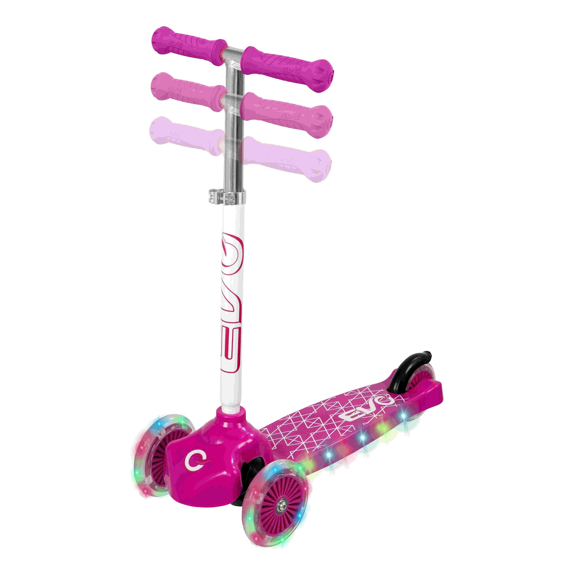 קורקינט 3 גלגלים מאירים ורוד - EVO