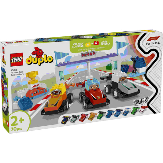 לגו דופלו מכוניות מרוץ ונהגים של צוות 10445