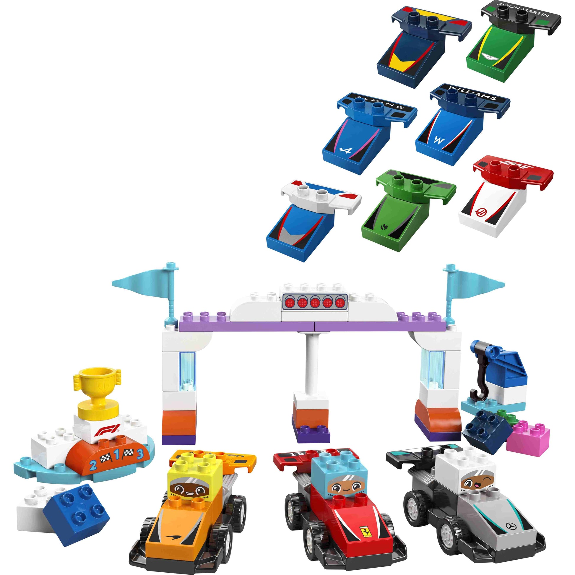 לגו דופלו מכוניות מרוץ ונהגים של צוות 10445